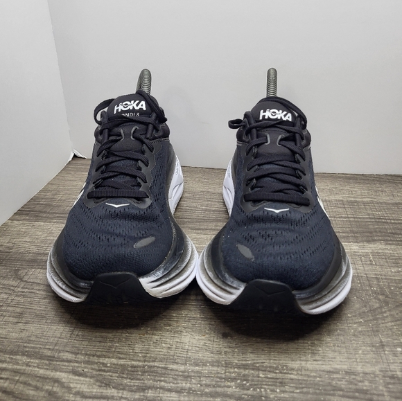 Hoka One One Bondi 8 Black White Running Shoes Women's Size 7 B - Picture 4 of 10